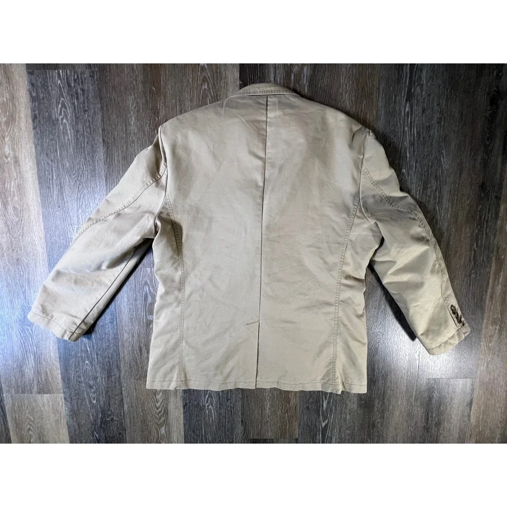 Life Khaki Haggar Safari Field Blazer Mens 46R Tan Cotton Blend 4-Pocket Jacket